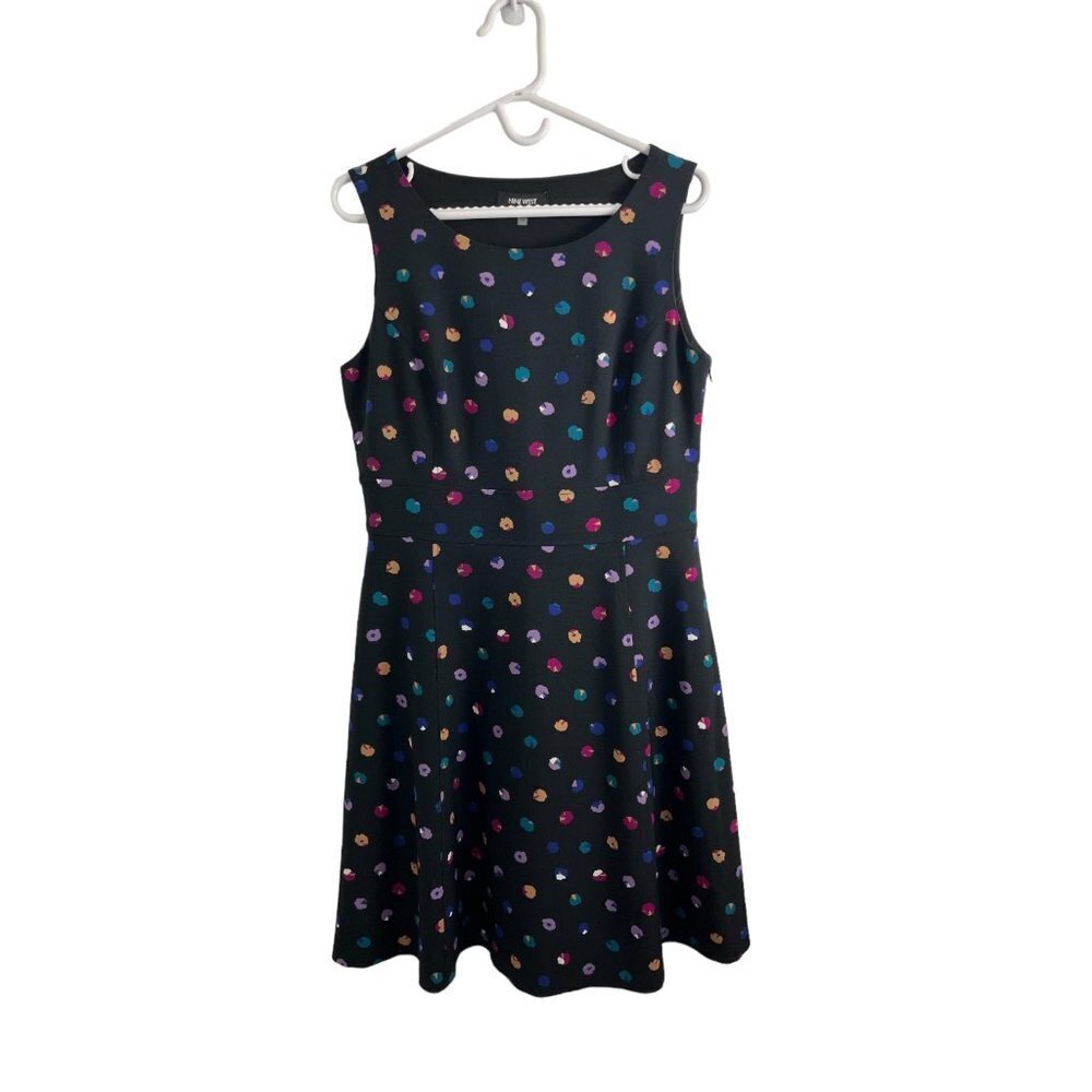 Nine West Black A-Line Dress with Flowers